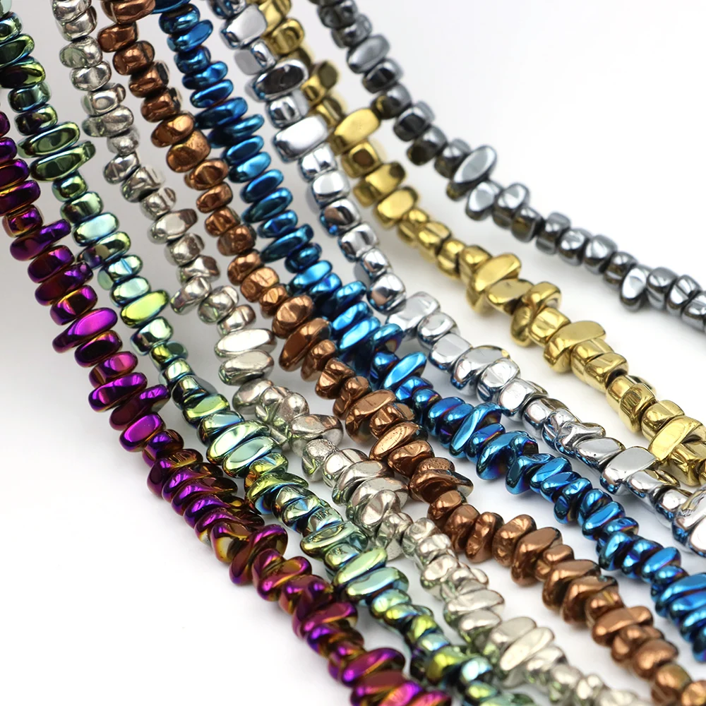 Фото 5-8mm Gold Silver Plated Natural Irregular Hematite Spacer Loose Stone Beads for Jewelry Making DIY Bracelets Necklaces 15'' №5
