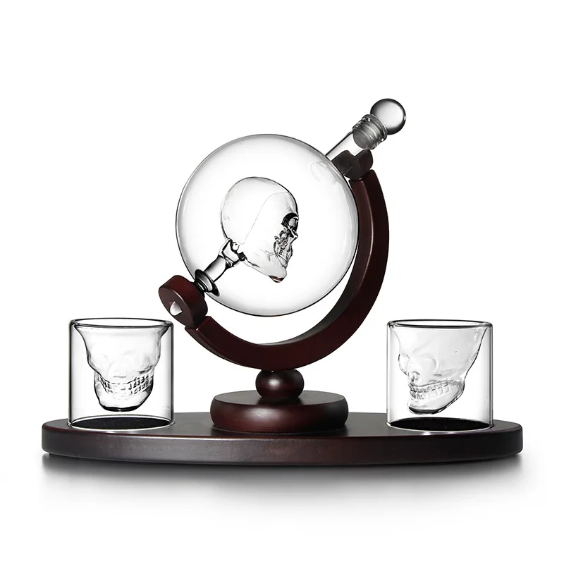 Water Bar Wine Accessories Wine Decanter  Wine  Glass Container Set Oval Wooden Frame High Borosilicate Glass Wine Bottle