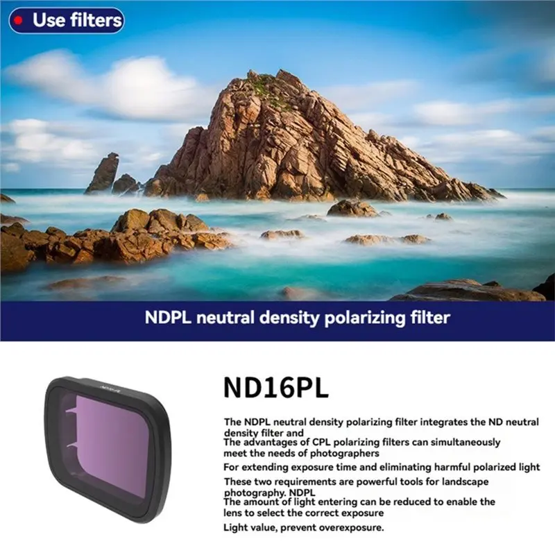 Фото Фильтры для DJI Lito X1 - поляризационные ND8PL/ND16PL/ND32PL/ND64PL, высококачественные аттенюирующие фильтры №2