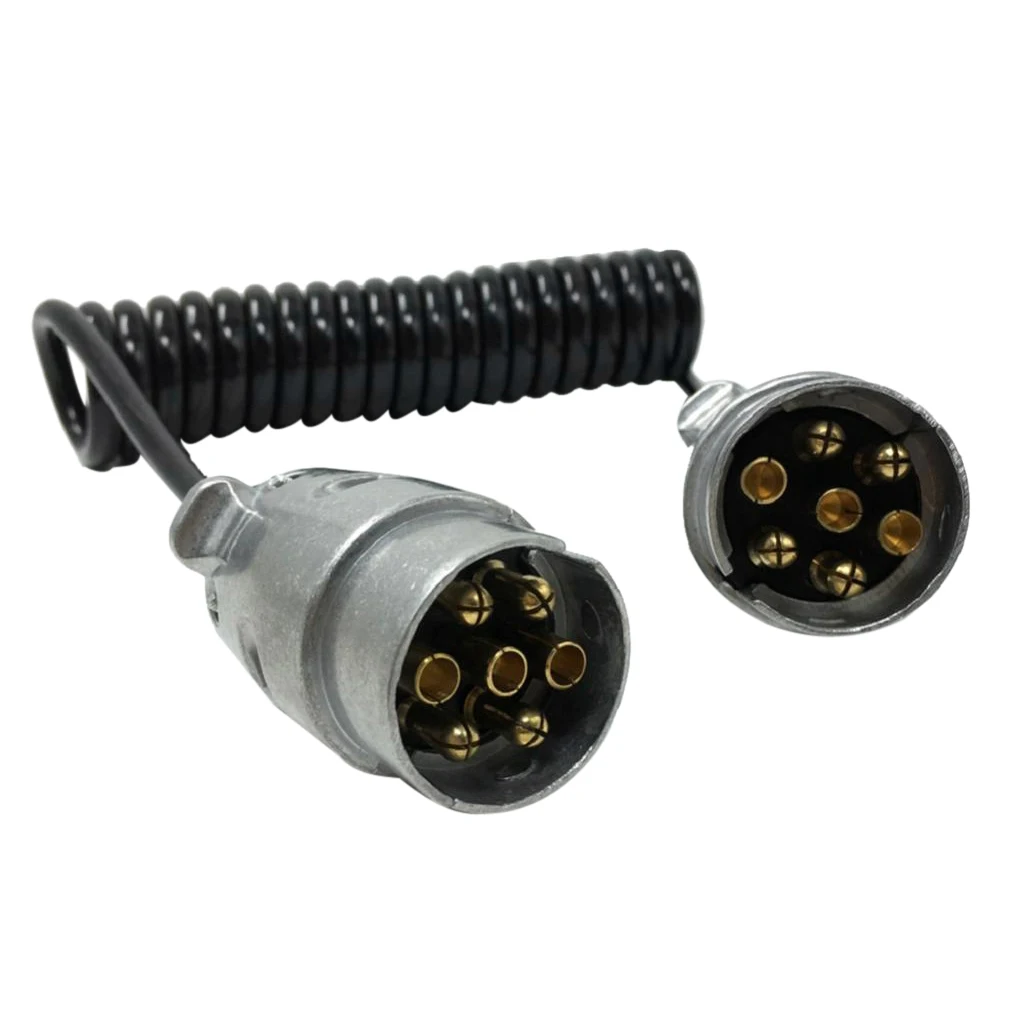 

7 Pin Metal Plug Trailer Wiring Cable Connector 12N Type 2 x 7 Pin Plugs