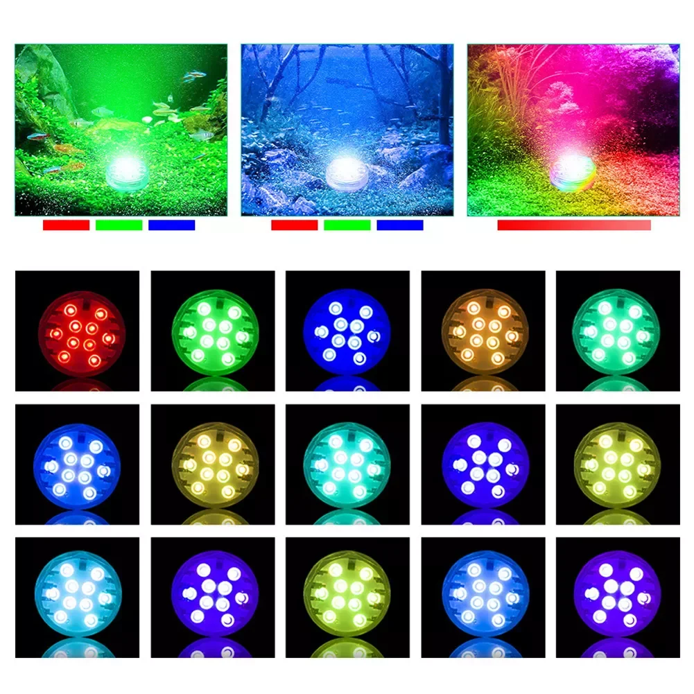 

NEW2022 Swimming Pool Underwater LED Lights Remote Control RGB Waterproof Submersible Night Lamp Tea Light Vase Bowl Party Decor