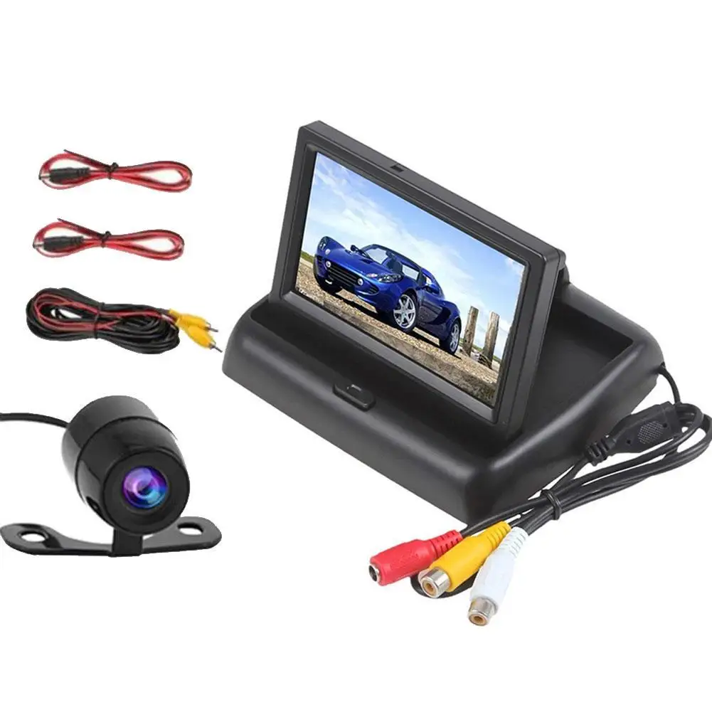 

ЖК-экран TFT 4,3 дюйма для автомобиля, монитор для парковки заднего вида, 2-канальный видеовход, камера заднего вида