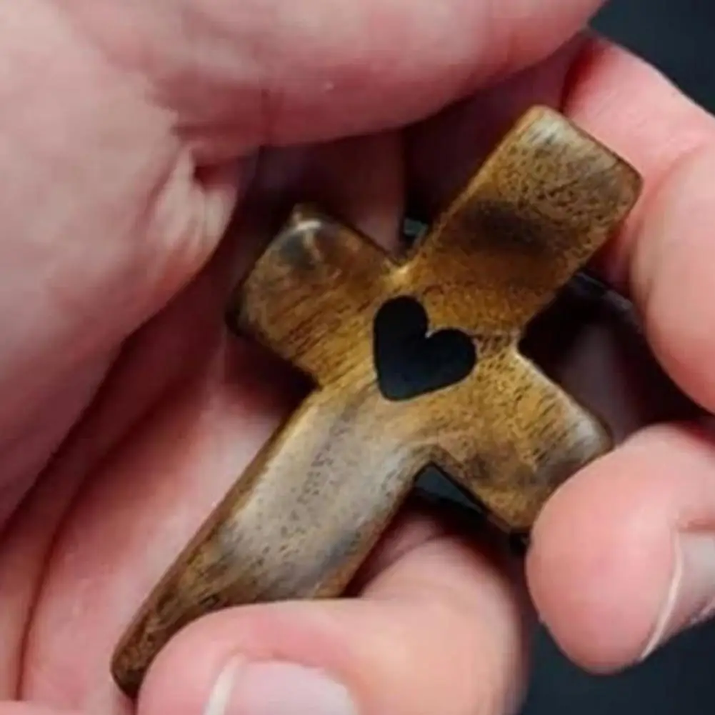 Оливковый деревянный Карманный крестообразный снятие стресса в кармане