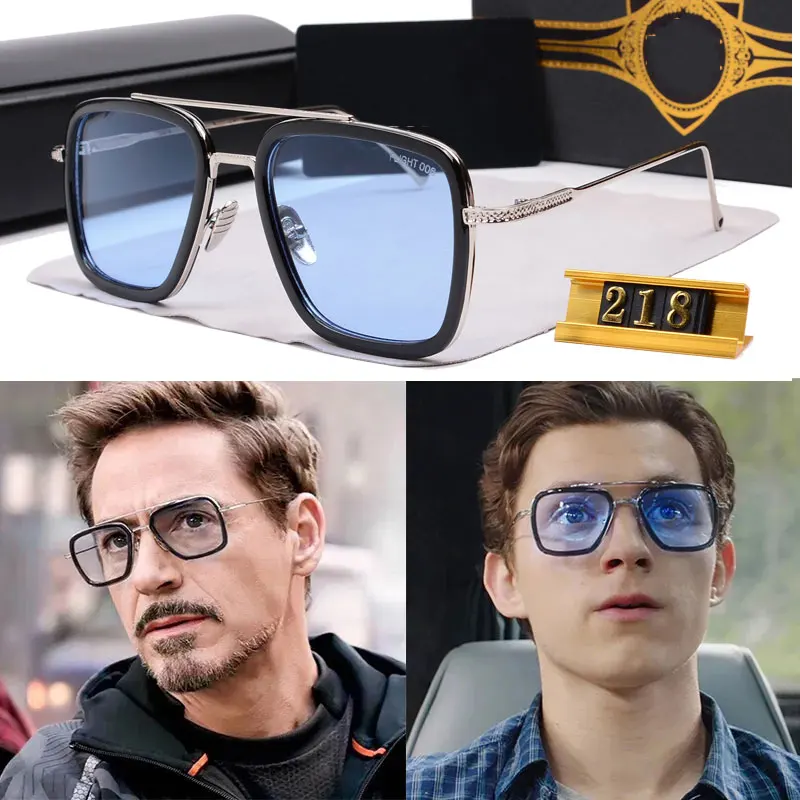 

Ditaeds FLIGHT 006 Tony Stark Iron Style Classic Pilot Sunglasses Men Women Square Luxury Design Retro Metal Goggles Sun glasses