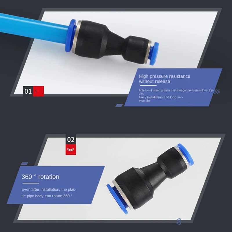 100 шт./партия Пластиковые Пневматические фиттинги 6-8 мм 6-10