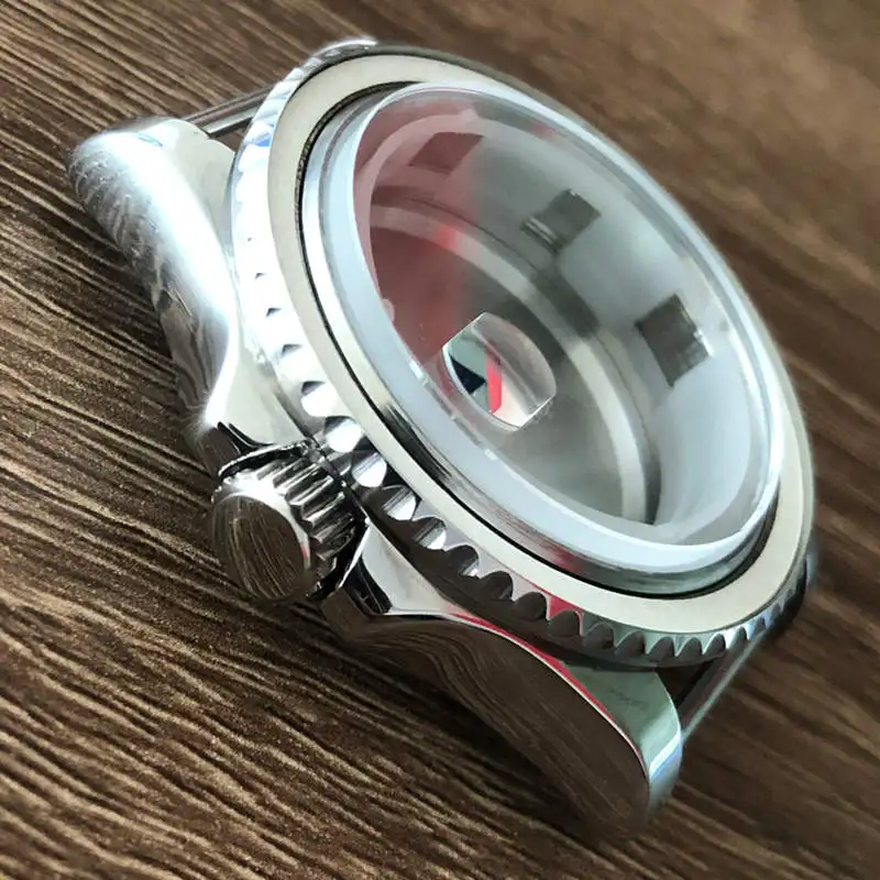 40mm Stainless Steel Sapphire Glass Watch Case Blue Luminous Dial With Hands Ceramic Bezel Ring Fit For RLX 2836 8215 Movement