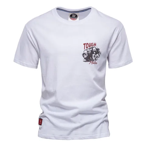 Мужская футболка с большим принтом AIOPESON, повседневная Однотонная футболка с круглым вырезом, новая летняя уличная одежда из 100% хлопка, мужские футболки