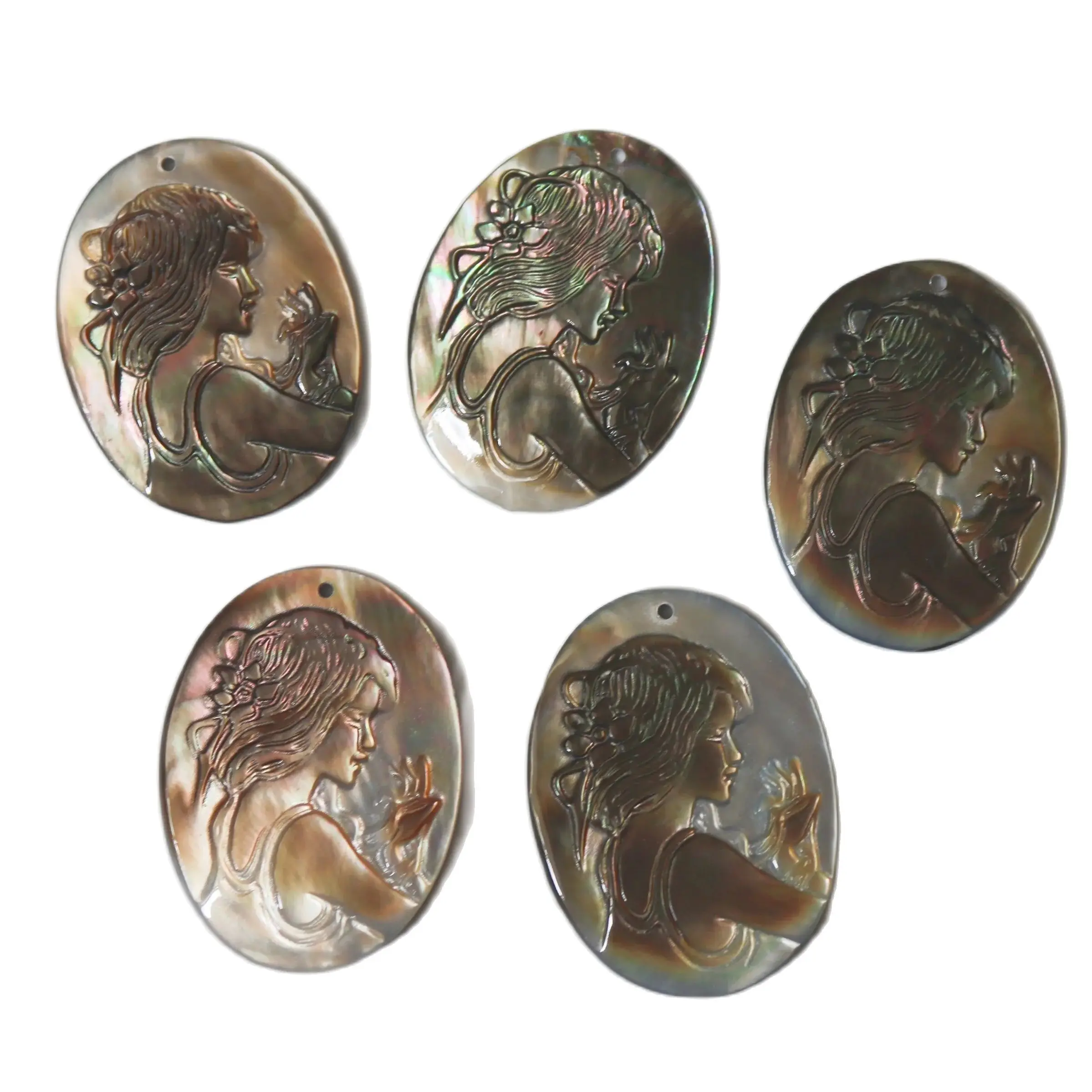 Винтажные натуральные черные ракушки камея леди перламутр 30 мм х 40 ювелирные