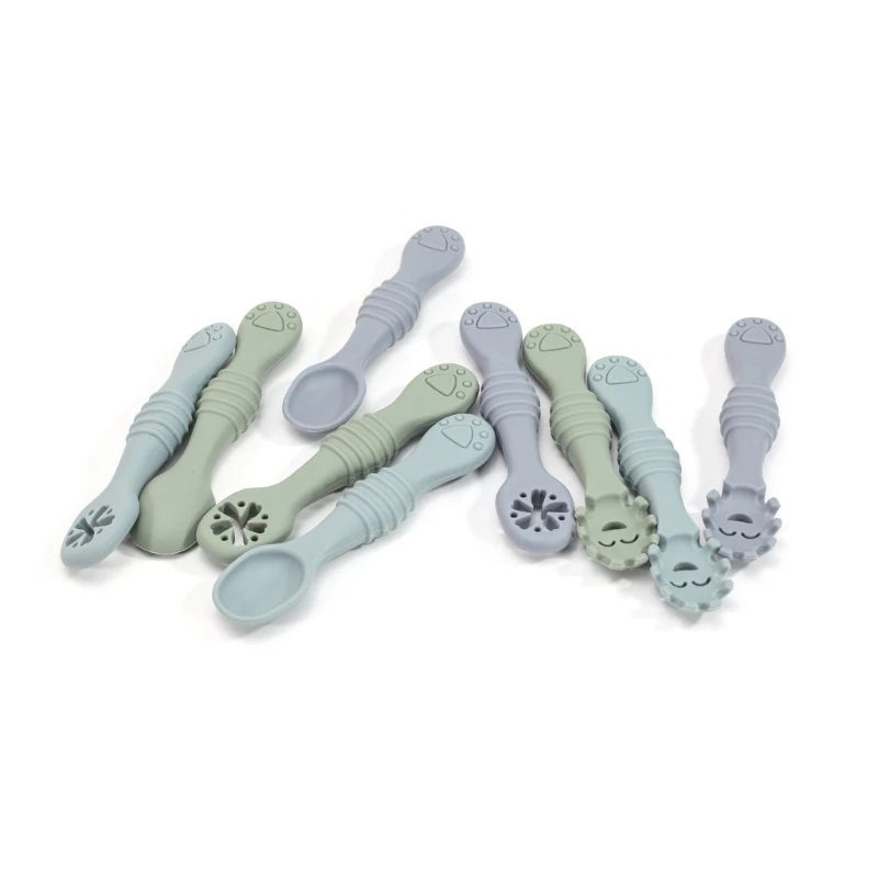 

57EE Little Children Tableware Kitchen Tool 3pcs Spoon Fork for Infant Feeding