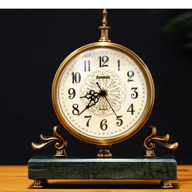 Ретро золотые настольные часы бесшумные с иглами для украшения гостиной