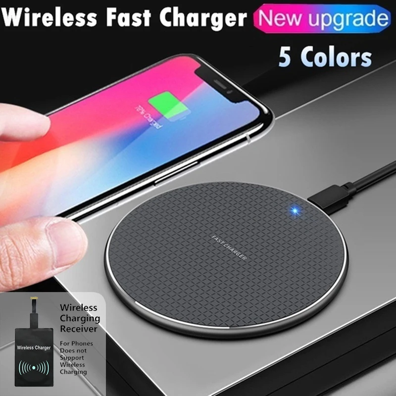 

Universal Desktop Wireless Mobile Phone Charger Ultra-thin Round Aluminum Alloy Charging Dock Station for Iphone Samsung Android