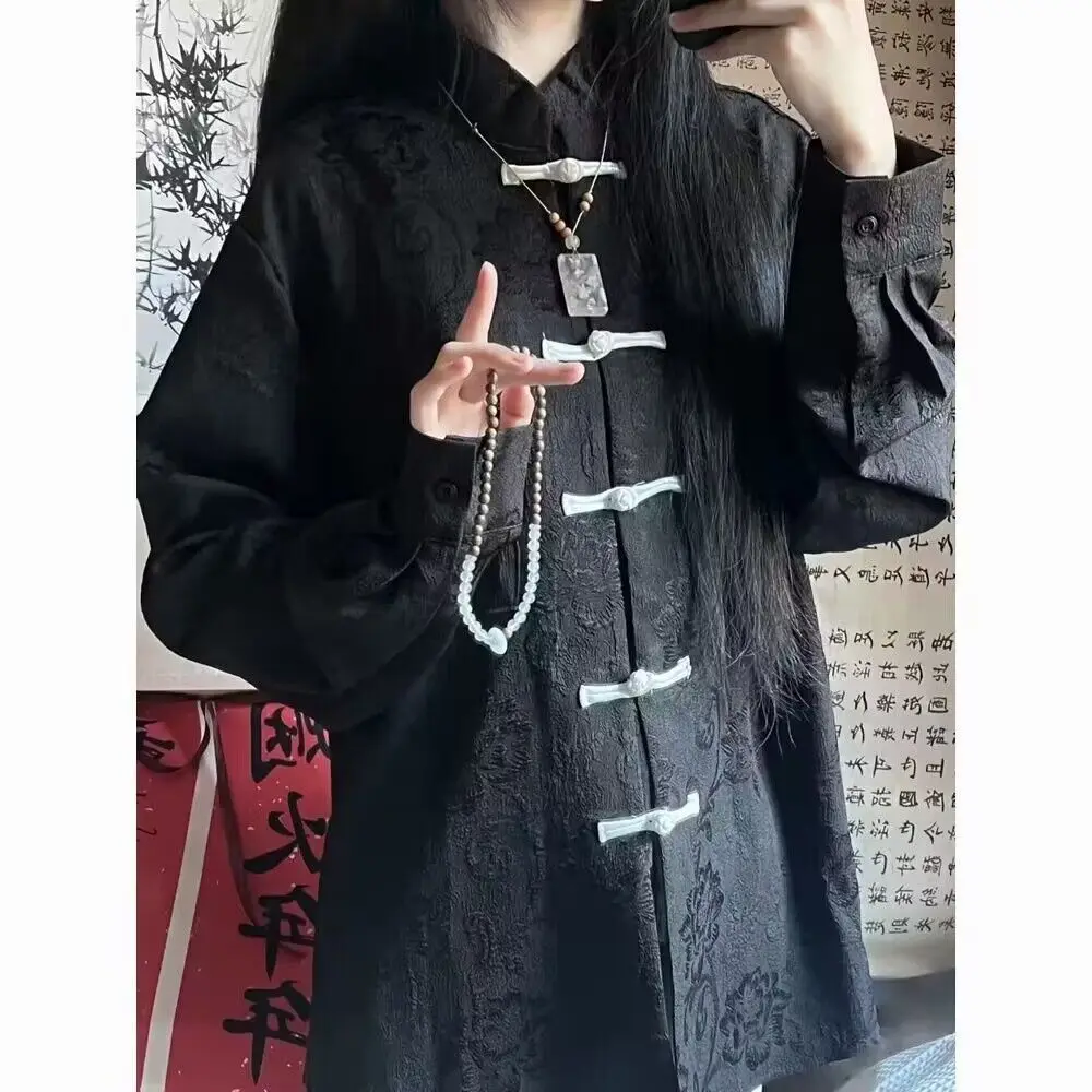 Мужская винтажная жаккардовая рубашка на пуговицах с длинным рукавом