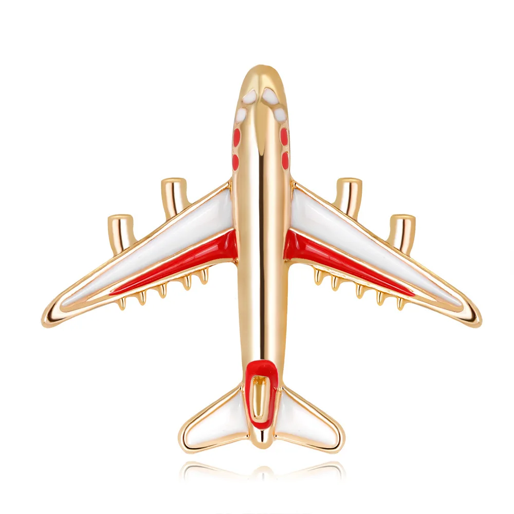 

2023 New Alloy Airplane Brooch Pins Enamel Red Plane Brooches For Women Men Costumes Aircraft Brooch Jewelry Gifts