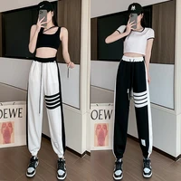 black and white patchwork sweatpants womens summer loose foot casual pants high street pants ins trendy harlan pants