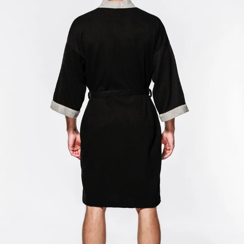 Robe For Men Spring And Summer Long Sleepwear Robe Long-sleeve Cotton thin Nightgown Men Plus Size