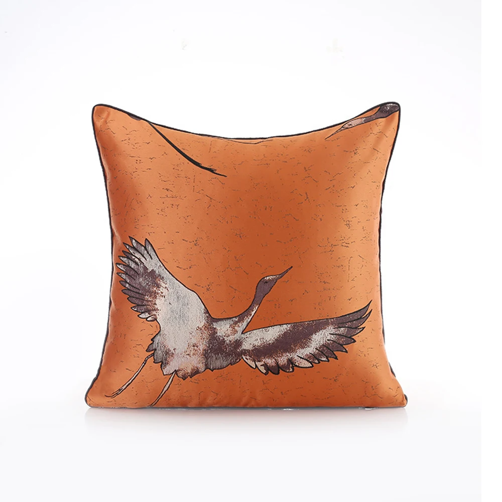 

Chinese Classical Scenic Print Cushion Cover Red-crowned Crane Pillows Cases for Sofa Car Home Decoration Pillowcase