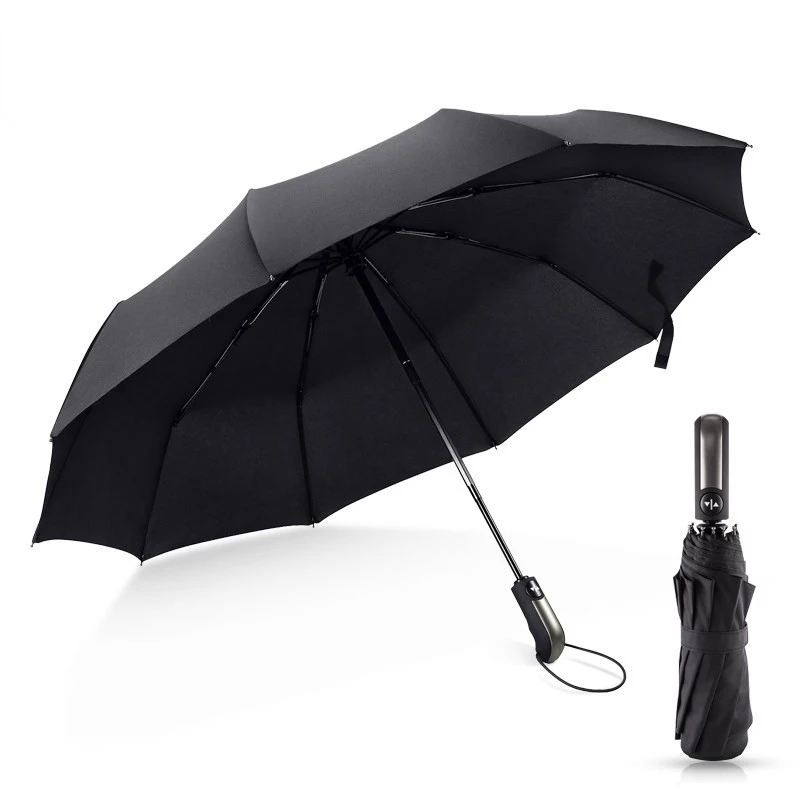 

Automatic Umbrella, Windproof Folding Female Black Sun Umbrella