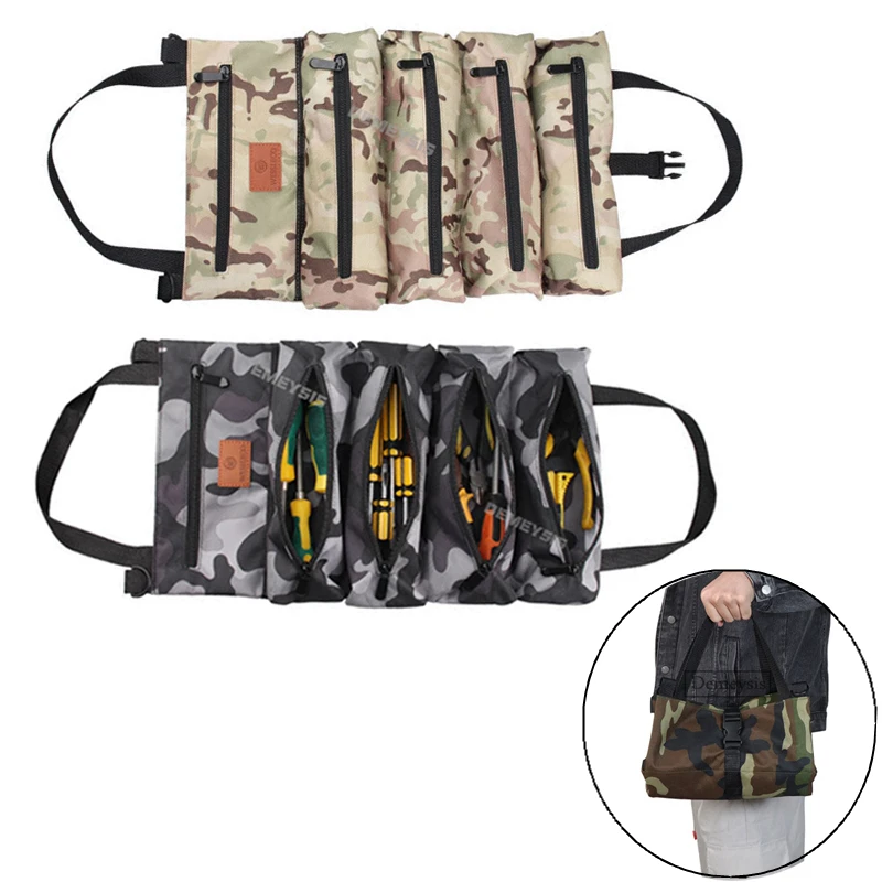 

Multi-Purpose Roll Tool Roll Bag Screwdriver Plier Repair Hand Tools Organizer Wrench Roll Pouch Hanging Zipper Carrier Tote