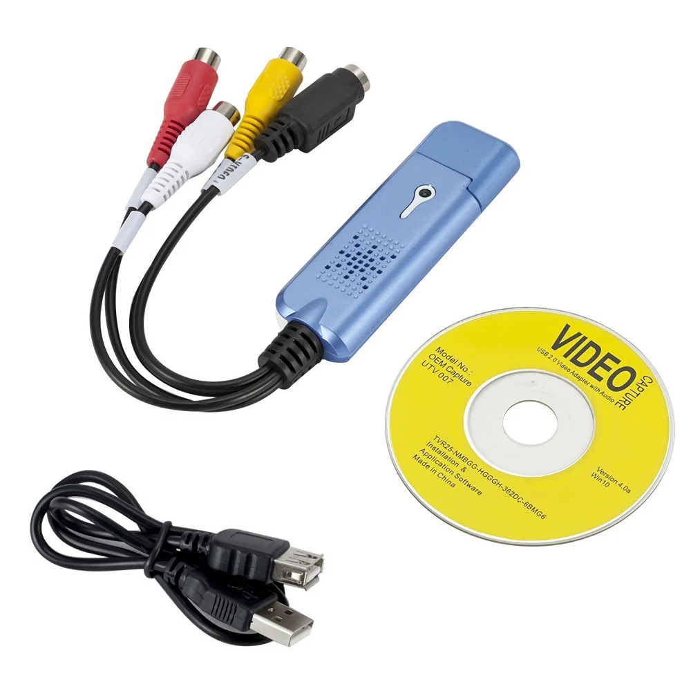 

4-канальный захватчик видеозаписи USB 2,0 с картой на VHS VCR TV Box DVD цифровой преобразователь адаптер рекордера с поддержкой Win 10/7/8