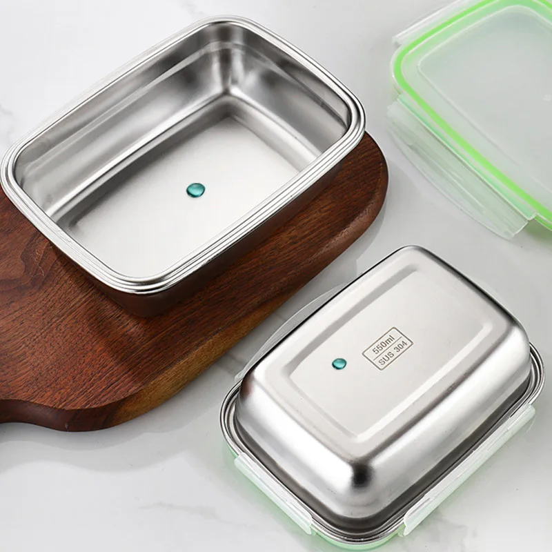 Нержавеющая Сталь 304 Ланч-бокс Контейнер Для Сохранения Свежести С Крышкой