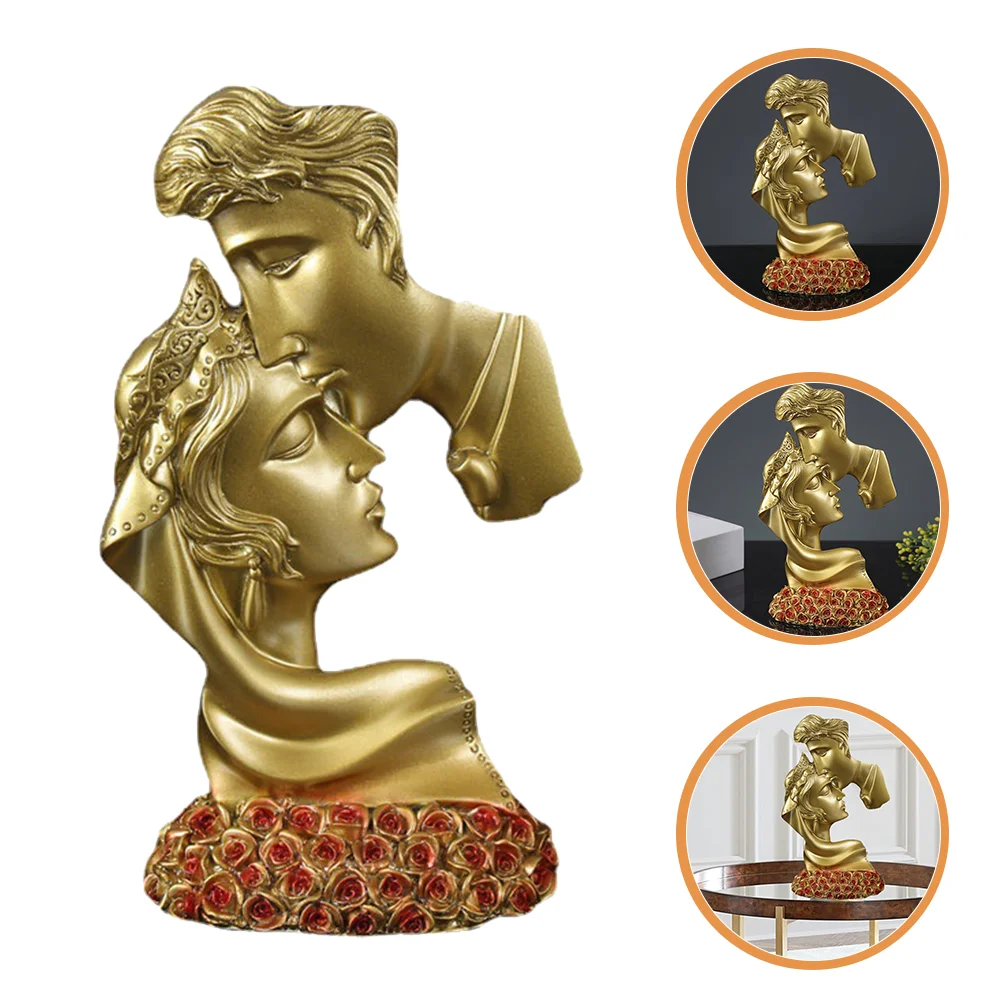 

Couple Sculpture Decorative Chic Wedding Gift Decoration Lovers Couple Kiss Sculpture Resin Figurine Home Decor for Bedroom