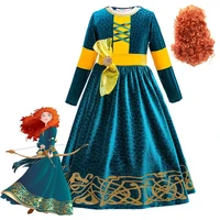 little girl merida party lace dress dance long sleeve dress children autumn and winter dress children princess luxury dress