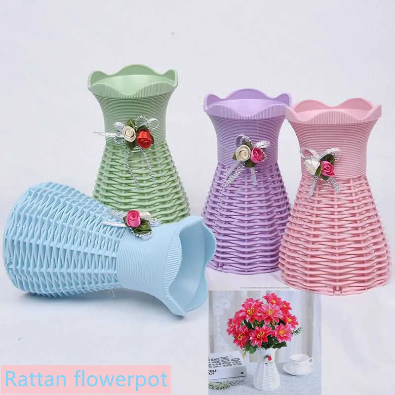 

Modern Flower Vase White Pink Plastic Vase Flower Pot Basket Nordic Home Living Room Decoration Ornament Flower Arrangement