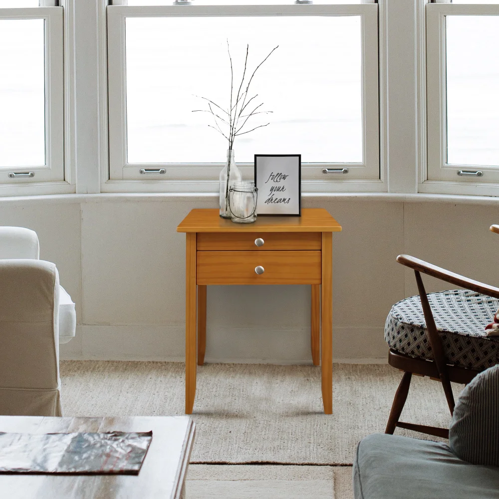 

US Free Shipping Lucia Nightstand with USB Port - Honey Oak