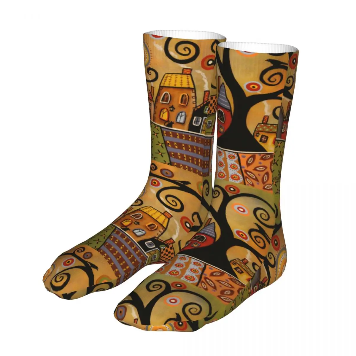 

Female Sport Retro Rural Color Cities Socks Cotton Funny Vintage Women Sock