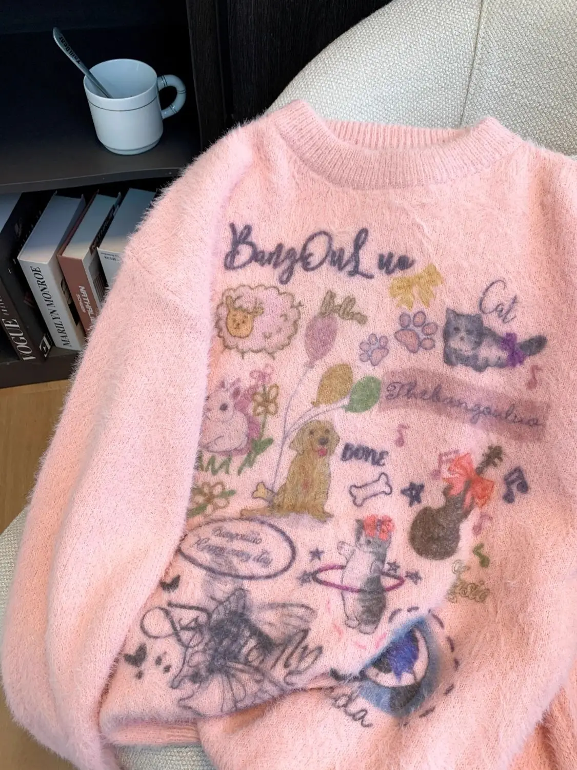 Korejpaa японский стиль мультфильм жаккардовые вязаные свитера женские осень зима