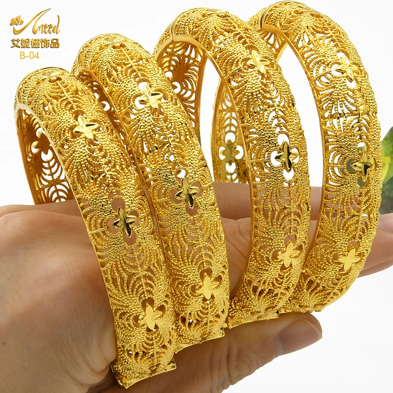 

ANIID Indian Jewelry 24K Gold Plated Bangles For Women Arabic Hawaiian Luxury Bangle Charm Bracelets Wedding Wholesale Gifts