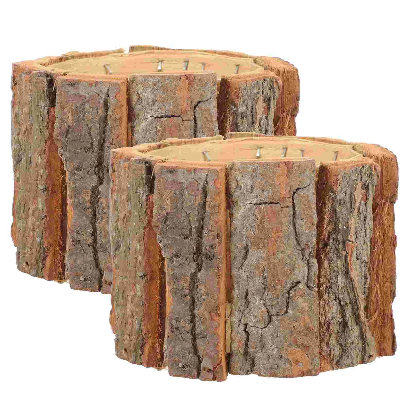 

2pcs Rustic Pots Wood Bark Flower Pot Succulent Pot Succulents Planter