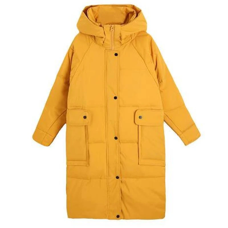 2022 Women New Fashion Winter Down Jacket Large Long Sleeve Jacket Warmth Thickening Female Parka Hooded Loose Long Thickening