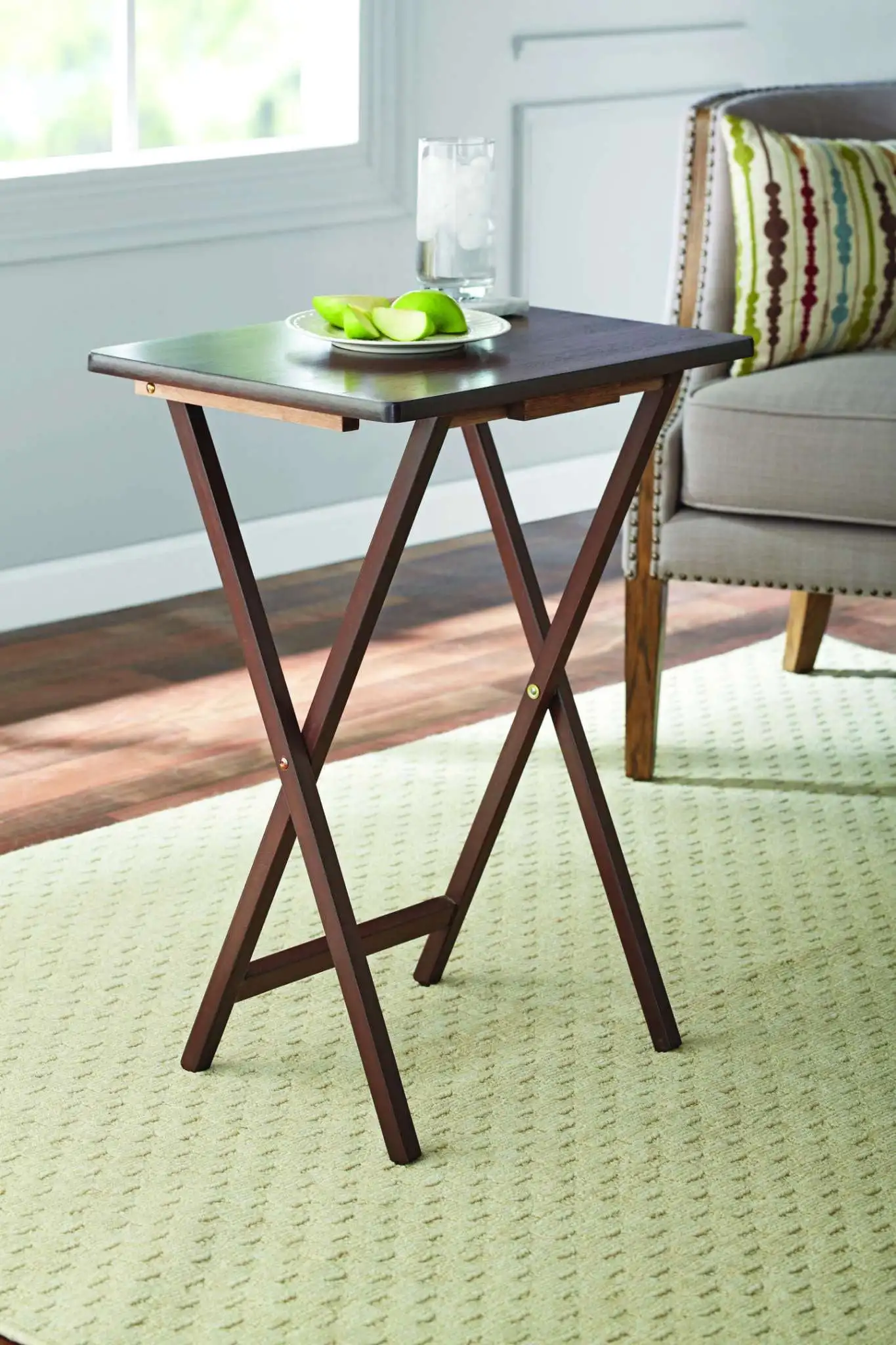 

Free Shipping (2-Pack) Folding TV Tray Table Set in Walnut 19 x 15 x 26 inch