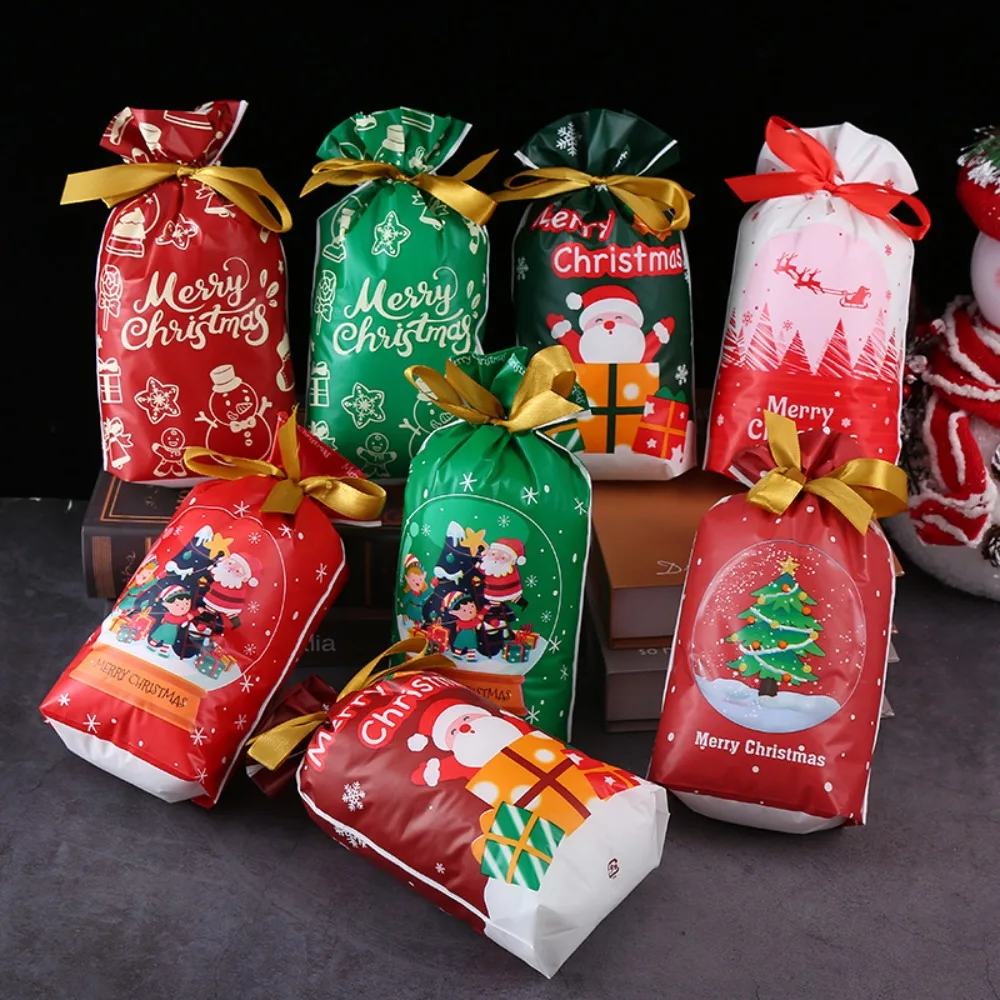 

Santa Claus Biscuit Package New With Rope Snowman Candy Bags Plastic Party Supplies New Year
