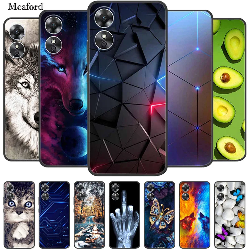 

For Oppo A17 Case Animals Soft Silicone TPU Phone Back Cover Case for OPPO A17 A 17 OPPOA17 4G Coque Shockproof CPH2477 Funda