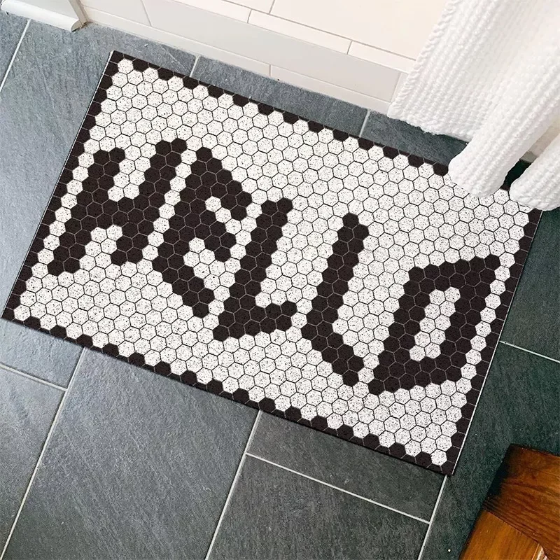

NEW2023 Nordic Letters Hallway Mat PVC Cuttable Mosaic Entrance Rug Area Anti Dust Floor Pad Welcome Doormat Aesthetic Home Dec