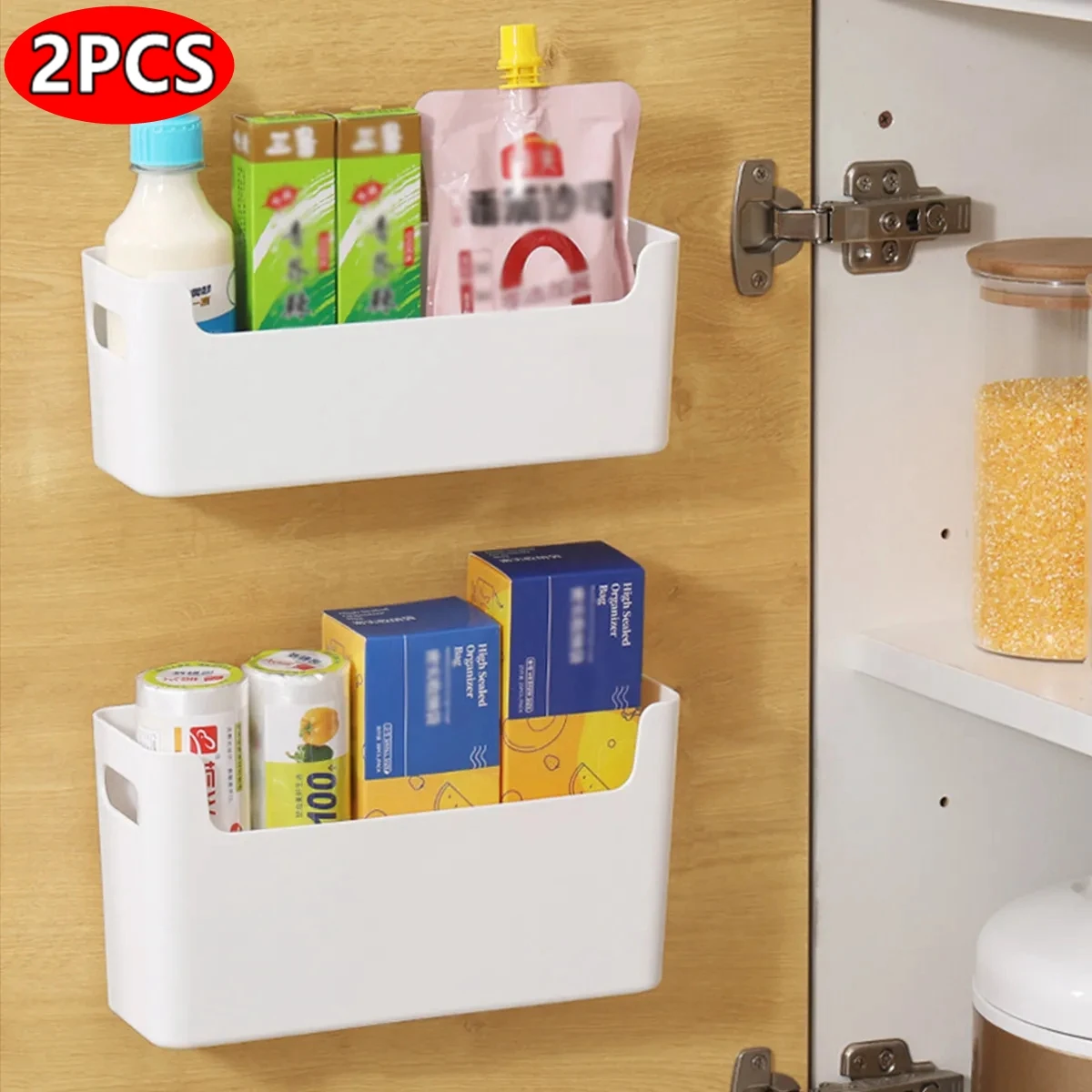 1/2 Упаковки Настенная Кухонная Полка Для Хранения Пластиковый Органайзер С