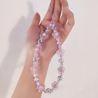 short wrist chain mobile phone lanyard hand beaded pendant crystal crystal beads creative japanese korean flower pendant pendant
