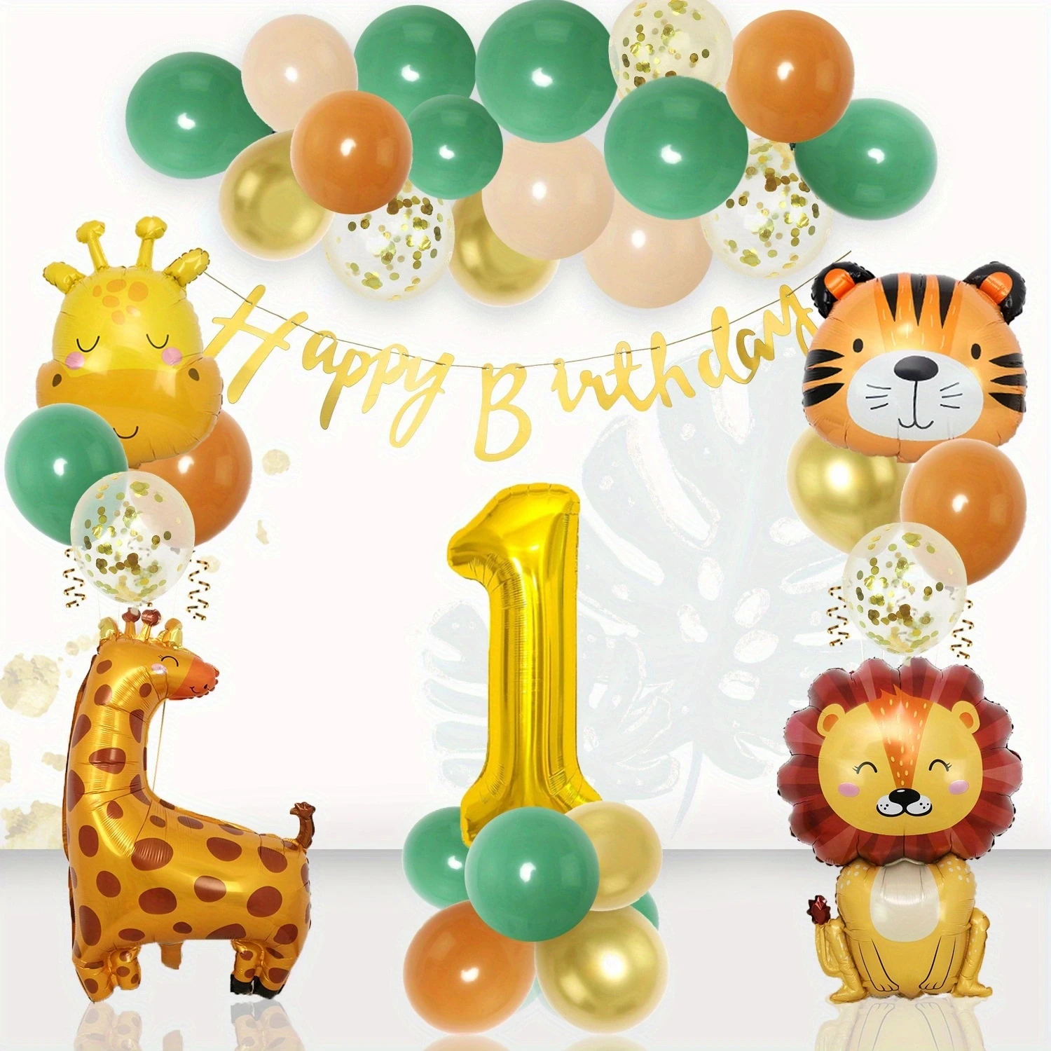 

43pcs New Forest Animal Latex Aluminum Film Balloon Gold Digital Pillar set Ballon Baby Birthday Party decoration baby shower