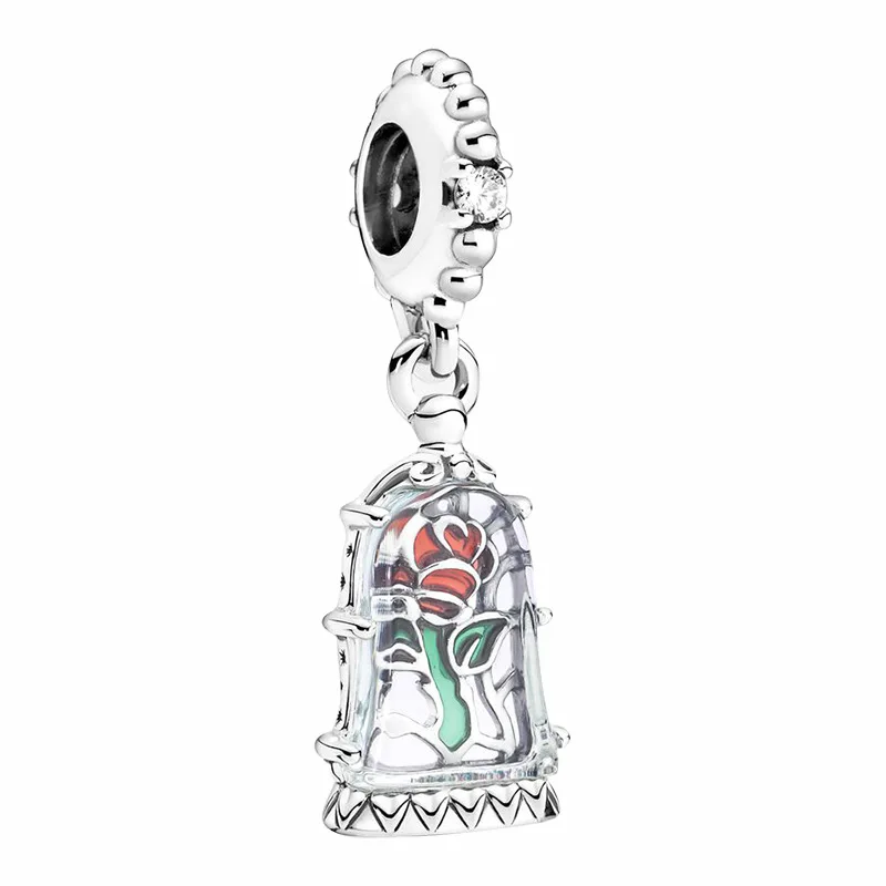 

Disney Beauty and the Beast Enchanted Rose Pendant for Jewelry Making Fit Pandora Belle Charms Bracelet Women Accessories DIY