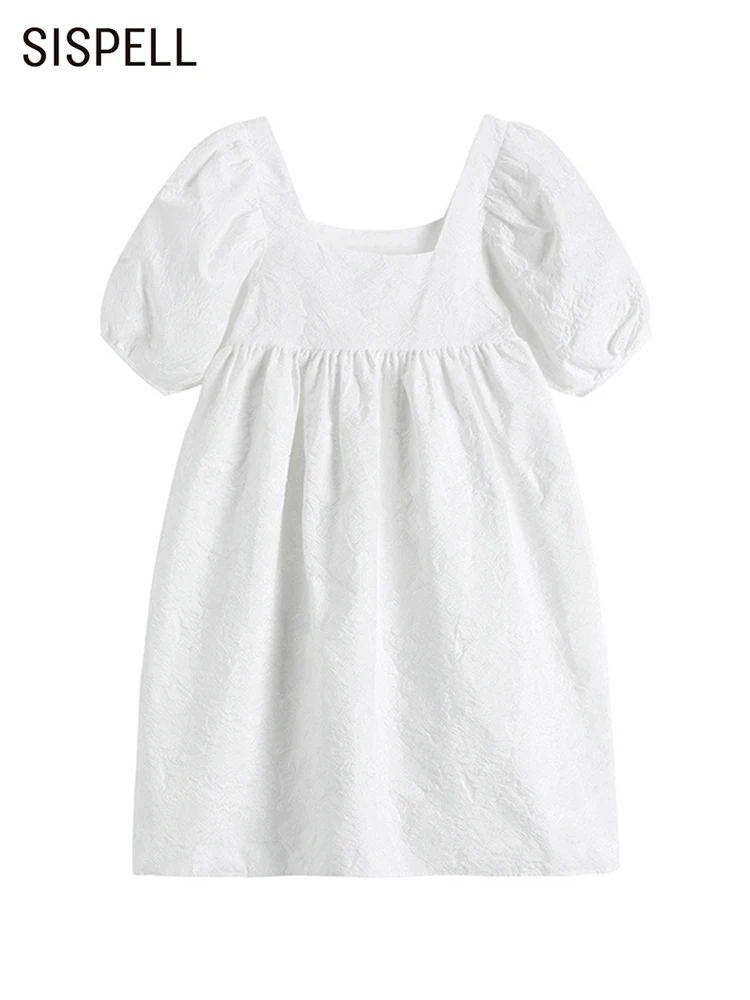 

Женское мини-платье с квадратным вырезом SISPELL, минималистичное платье с пышными рукавами и высокой талией, осенняя одежда, 2022