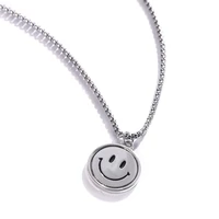 coconal korean hip hop punk women men round smile tag choker chain neck necklace for fashion party goth style gift jewelry