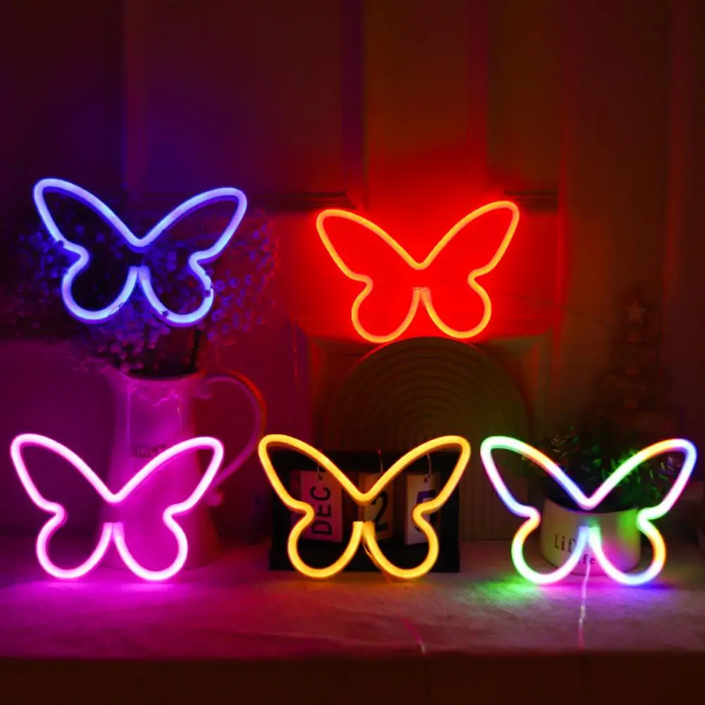 

Unique LED Neon Sign 3000LM Neon Sign Light USB/Battery Operated Butterfly Shaped Neon Sign Lamp Wall Ornament Decorative