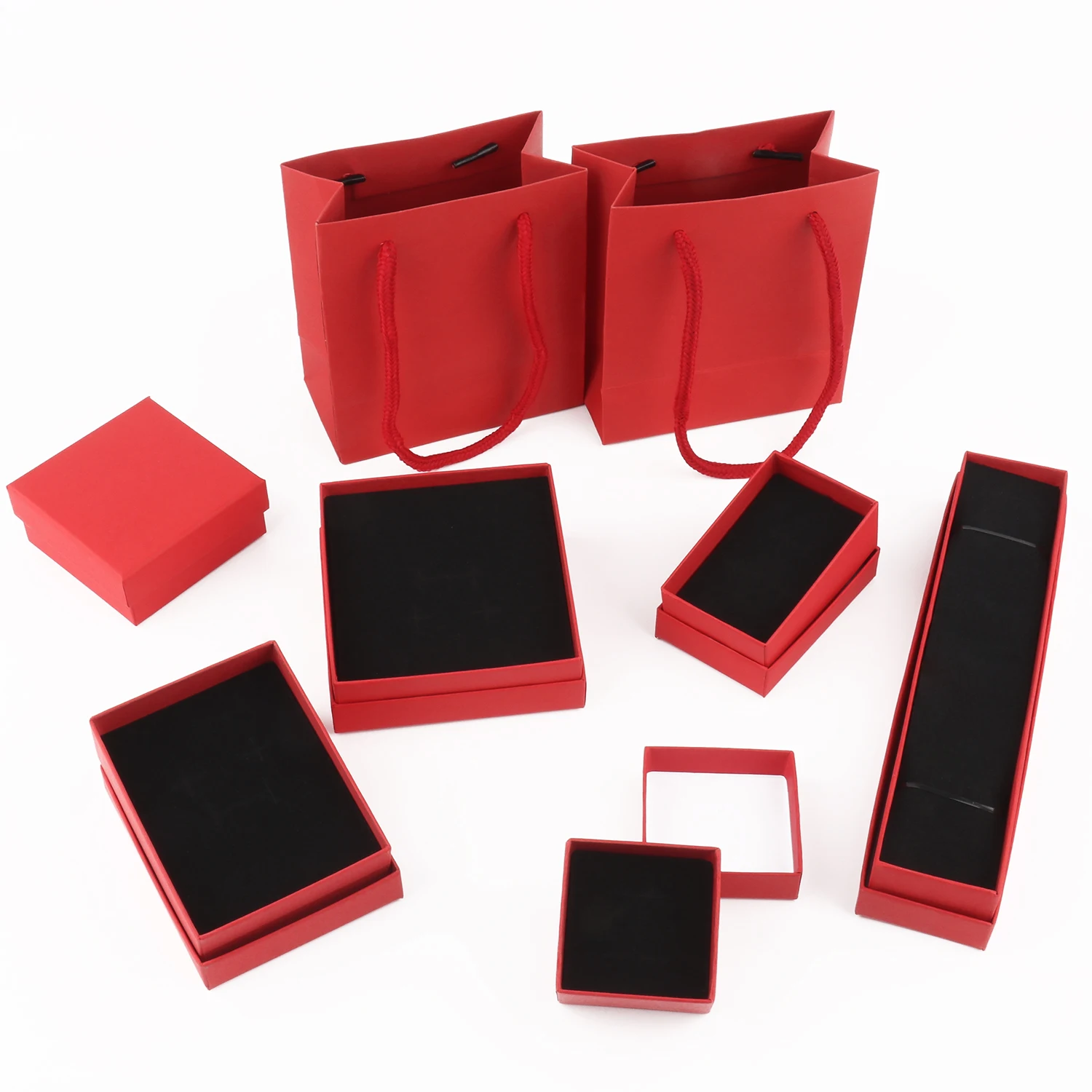 Red Kraft Paper Display Gift Boxes Engagement Ring For Earring Necklace Bracelet Accessories