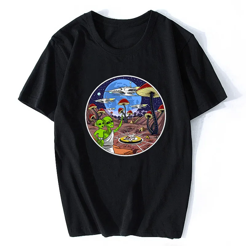 

Stylish Magic Psychedelic Mushrooms Forest T Shirts Funny Alien Shrooms Graphic Tops Women Men Casual Tee Oversized Tees