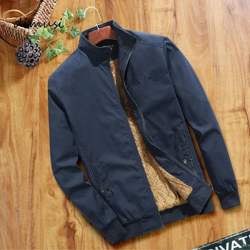 

NEW 2023 Men's Fleece Warm Jackets Fashion Bomber Jackets Winter Male Baseball Coats Slim Fit Business Thermal Coats Clothin
