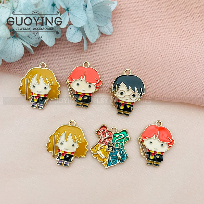 

10PCS Alloy Dripping Charm Charm Pendant Cartoon School of Magic Pendant DIY Keychain Earrings Jewelry Accessories