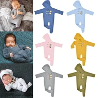 7 colors newborn knitted hooded photo suit infant photography clothing baby shooting clothes
