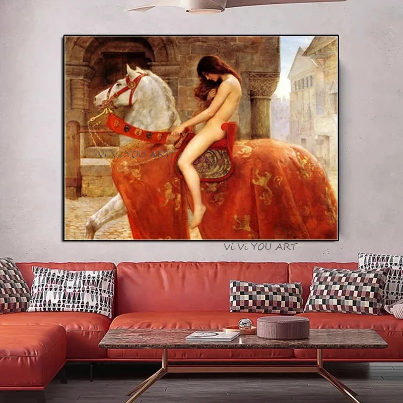 100% расписанные вручную картины маслом леди Годива Джон колли Обнаженная женщина